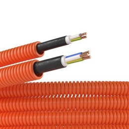 7S91625 | Электротруба ПНД гибкая гофр. д.16мм, цвет оранжевый, с кабелем ВВГнг(А)-LS 3х2,5мм² РЭК "ГОСТ+", 25м DKC