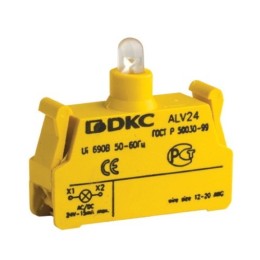 ALV12 | Контактный блок с клеммным безвинтовым зажимом со светодиодом на 12В DKC
