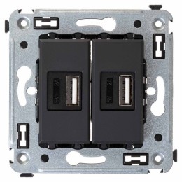 4412543 | USB зарядное устройство в стену, "Avanti", "Черный матовый" DKC