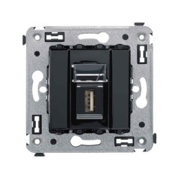 4402403 | USB 2.0 розетка одинарная в стену, тип А-А, "Avanti", "Черный квадрат" DKC