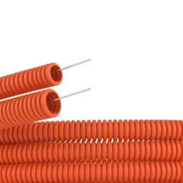 71550 | Труба ПНД гибкая гофр. д.50мм, тяжёлая с протяжкой, 15м, цвет оранжевый DKC